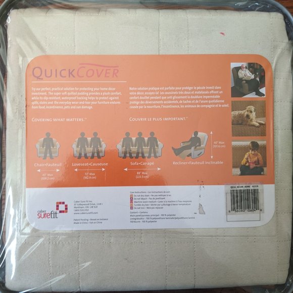 New SureFit QuickCover - Waterproof Microsuede Recliner Protector (Beige) - Picture 2 of 3